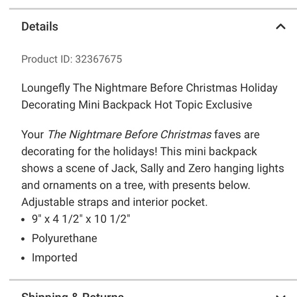 Nightmare Before Christmas Mini Backpack - Picture 4 of 6